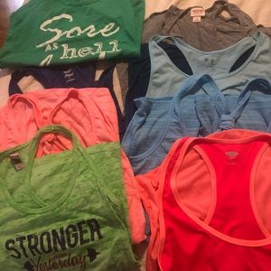 Lot of 7 cropped leggings/8 workout tanks